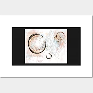 Abstract Closed Circles with stitching, lettering in muted pastel colors Posters and Art